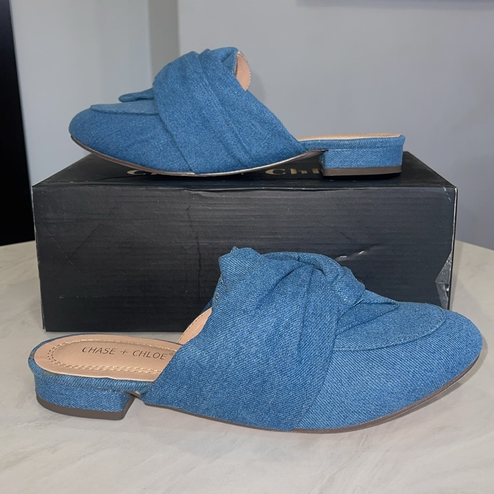 New!! ✨ “Chase+Chloe” Denim Fabric Tie Knot Flats- Size 5.5 and 7